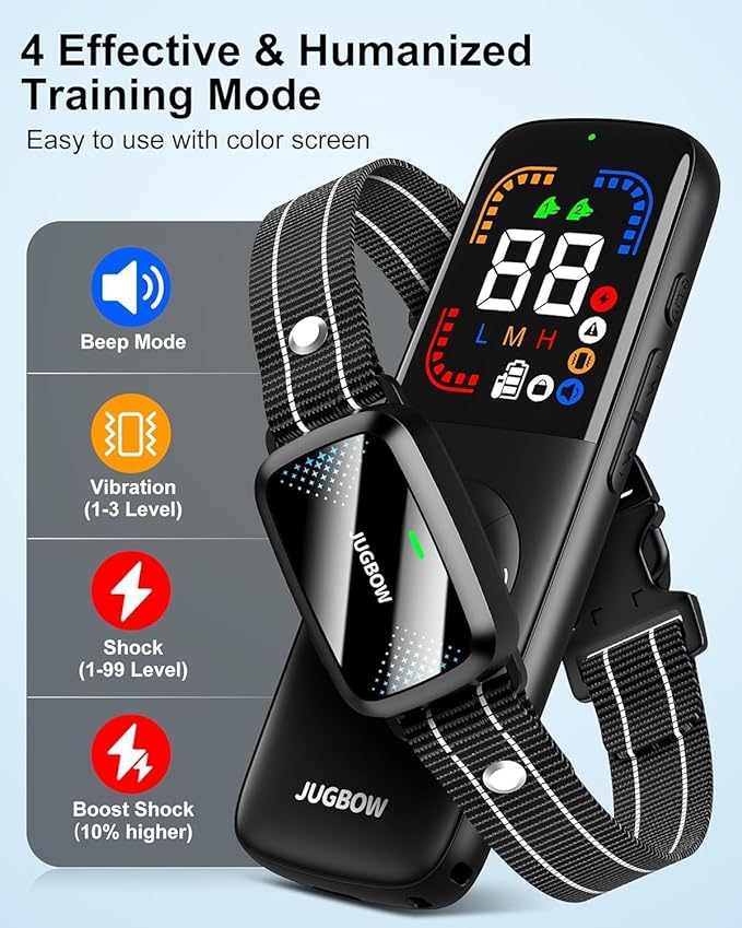 Jugbow Dog Shock Collar - 4000FT Dog Training Collar with Remote for Large Medium Small Dogs 10-120lbs, IPX7 Waterproof E-Collar with 4 Training Modes, Rechargeable e-Collars with Security Lock