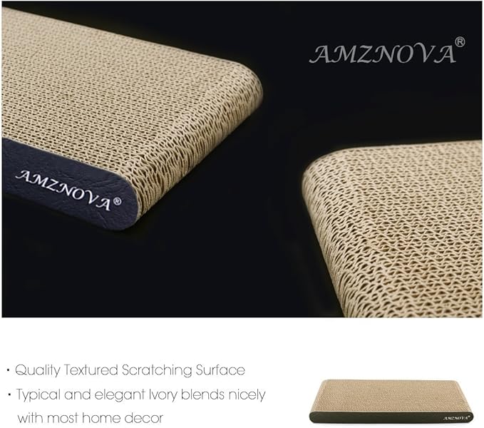 AMZNOVA Cat Scratcher Rescratch Cat Scratching Board, Scratching Pad with Catnip for Indoor, Flat Cardboard Scratcher Scratch Board for Kitten, Narrow, Textured Black