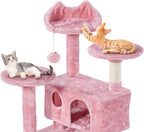Topeakmart 54in Cat Tree, Cat Tower w/Large Cat Condo Scratching Posts and Perch, Cat Stand House Furniture, Pink