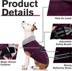 Lelepet Warm Dog Coat Waterproof Dog Jacket for Large Dogs Reflective Fleece Vest with Adjustable Buckle Hook & Loop Windproof Cold Weather Coats for Small Medium Large Dogs, Dark Purple, XXL