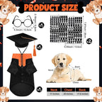 5 Pcs Dog Graduation Costume Set Include 2026 Pet Graduation Gown with Stole Puppy Grad Cap Lensless Glasses DIY Letter Stickers for Dogs Cats Holiday Costume Accessory(Black Orange,L)
