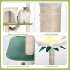 HYABi 64-Inch Cute Avocado Flower Large Tall Garden Cat Tree Tower Condo House Furniture Bed Plush Ball Activity Platform Multi-Level with Scratching Posts for Indoor Cats Play