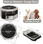 PETSFIT 45.5" Dog Playpen with Dual Zipper Doors –Sturdy Foldable Pet Playpen for Large & Medium Dogs with Removable Mesh Top and Leakproof Bottom