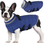 Mklhgty Medium Dog Coat with Harness Built-in, Waterproof Reflective Fleece Lined - Warm Windproof Winter Jacket with Back Zipper, Cold Weather Snow Dog Coats - Blue - M