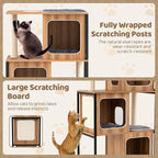 Tangkula Modern Cat Tree, 52 Inch Wooden Cat Condos with Metal Frame, Sisal Scratching Posts & Board, Washable Cushions, Multi-Level Cat Tower for Indoor Cats & Kittens (Natural)