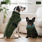 DENTRUN Winter Warm Dog Coat Reflective Jacket with Turtleneck for Cold Weather, Adjustable Buckle Windproof Water Repellent, Thick Snowsuit Fleece Vest for Small, Medium, Large Dogs, Green, XXXL