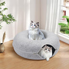 Cat Caves for Indoor Cats, Large Cat Tunnel for Multiple & Large Cats, Scratch Detachable Peekaboo Cat Cave Bed, Kitten Donut Kitty Hideaway Up to 45 Lbs