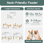 Ceramic Raised Double Bowls Set with Stand, 2 Heights Elevated, Food & Water Bowls for Small Breed Dogs, Weighted Dog Dishes, Pet Bowl(6.1'',28.7oz, White)