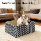 Cardboard Cat Scratcher Box with 3PCS Extra-Large Double-Sided Scratching Board, Heavy Duty Cat Scratcher Bed, Sturdy and Refillable, Ideal for Scratching and Sleeping, Premium House for Indoor Cats