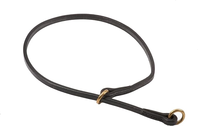 Alvalley Flat Leather Slip Dog Collar - Super Soft Durable Strong Hand Stitched Leather Dog Collar - Suitable for Training & Walking (Black, 20in Length, 5mm Thickness)