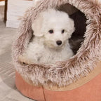 Cat Cave Bed——Soft and Cozy Pet Hideaway for Kittens and Puppies, Cat Bed Cave Perfect for Small Pets, Cave Cat Bed for Comfort and Warmth, Ideal for Snuggling and Resting. (Christmas red+White)