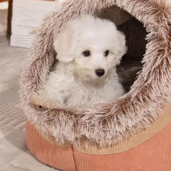 Cat Cave Bed——Soft and Cozy Pet Hideaway for Kittens and Puppies, Cat Bed Cave Perfect for Small Pets, Cave Cat Bed for Comfort and Warmth, Ideal for Snuggling and Resting. (Christmas red+White)