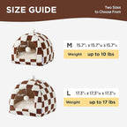 Lesure Cute Cat Beds for Indoor Cats - 2 in 1 Cat Cave Bed for Kittens and Small Pets, House with Removable Washable Cushioned Pillow, Cozy Tent House with Non-Slip Bottom, Brown, 16 inches