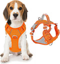 BARKBAY Dog Harness No Pull Oxford with ID Tag Pocket - Heavy Duty, Reflective, Easy Control for Large Dogs(Pumpkin Oxford,M)