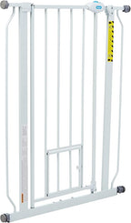 Carlson 36" Extra Tall Walk Through Dog Gate for Doorways & Bottom of Stairs, Metal Pet Gate with Small Pet Door, Expands 29.5”–36.5”, White