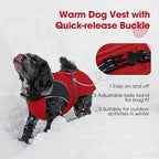 Nanaki Large Dog Coat Rainproof-Warm Giant Breed Dog Jacket with Leash Hole, Fleece Lining Reflective Great Dane Winter Coat Doberman Jacket for Cold Weather Outdoor Walking Hunting, Camping, Red 3XL