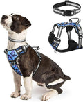 WINSEE Dog Harness No Pull, Pet Harnesses with Dog Collar, Adjustable Reflective Oxford Outdoor Vest, Front/Back Leash Clips for Small, Medium, Large, Extra Large Dogs, Easy Control Handle for Walking