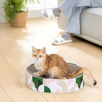 Cat Scratcher Cardboard,2 in 1 Oval Cat Scratch Pad Bowl for Indoor Kitty Grinding Claw,Round Kittens Scratching Board Corrugated Lounge Pet Beds&Furniture Protector for Couch&Carpets&Sofas