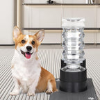 RIZZARI Large Water Dispenser for Dogs: 8L Black Raised Gravity Auto-Refill Waterer with Stainless Steel Bowl - Leak-Resistant & Easy Cleaning - Less Bending for Senior Dogs - Garage & Garden