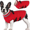Mklhgty Medium Dog Coat with Harness Built-in, Waterproof Reflective Fleece Lined - Warm Windproof Winter Jacket with Back Zipper, Cold Weather Snow Dog Coats - Red - M