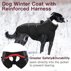 Medium Dog Coat - Warm Zip Up Snowsuit Dog Harness Vest, Reflective, Water-Resistant, Black