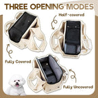 Dog Purse Carrier, Small Dog Cat Puppy Outdoor Portable Bag, Foldable Breathable 3‑Speed Zipper Access Pet Travel Bag with Large-Capacity Pockets, 15 lbs Capacity,Beige