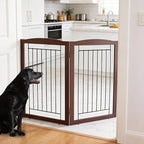 ZJSF Freestanding Foldable Dog Gate for House Extra Wide Wooden Indoor Puppy Gate Stairs Doorways Pet Gate Tall Dog Fence 2 Panels Fence Brown