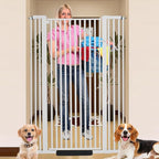 59 Inch Extra Tall Pet Gate for Cats,29.5-43" Adjustable Wide Dog Gates,No Drilling Pressure Mounted Walk Through Tall Cat Gate for Doorways,Hallway,Stairs
