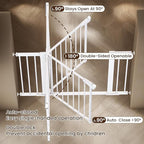 Mumeasy 29.6-46" Baby Gate for Stairs, Pressure Mounted Dog Gate for Doorways, Auto Close Pet Gate for Indoor Use, Extra Wide Child Gate with Walk Thru Door White, Mom's Choice Awards Winner