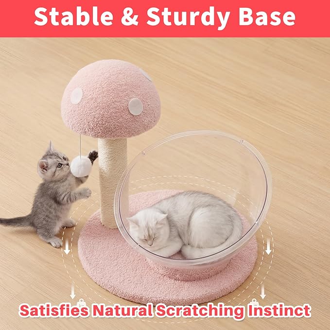 Mushroom Shaped Cat Scratching Post – Durable Sisal Material for Scratching, Climbing, and Energy Release – Stable Base, Ideal for Play and Sleep – Perfect for Active Cats and Kittens