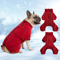 Mihachi Dog Snow Jacket Dog Coat Soft Fleece Pullover Pajamas, Pet Windproof Warm Cold Weather Jacket with Zipper, Reflective Jumpsuit Apparel Outfit Clothes for Medium Dog, Red M