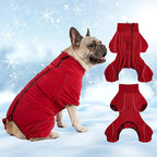 Mihachi Dog Snow Jacket Dog Coat Soft Fleece Pullover Pajamas, Pet Windproof Warm Cold Weather Jacket with Zipper, Reflective Jumpsuit Apparel Outfit Clothes for Medium Dog, Red M