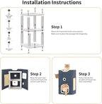 Cat House, Cat Beds for Indoor Cats, 2-Story Cat Condo Cube with Scratch Pad and Fluffy Ball Hanging, Multi-Level Cozy Hideout Center Ideal for Small/Medium Cats
