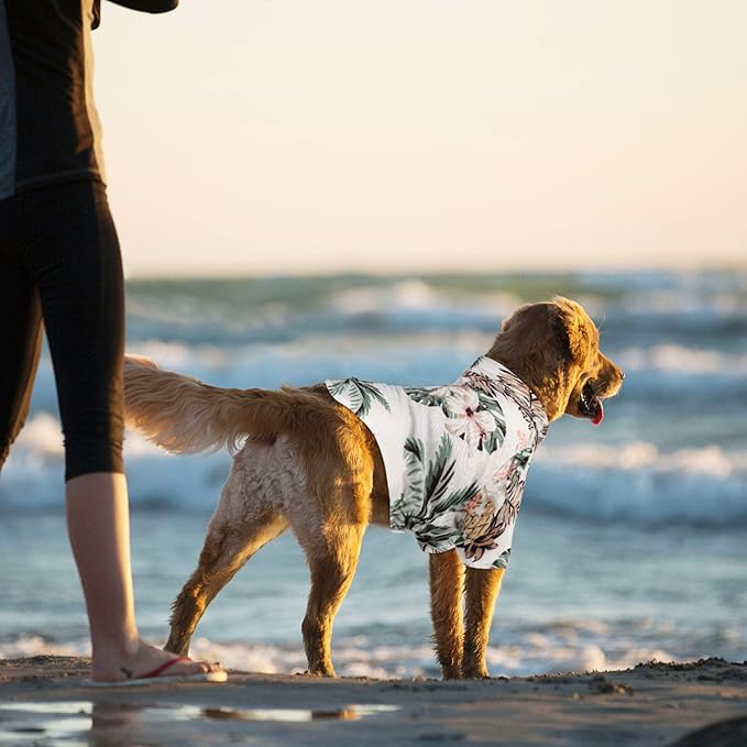 Weewooday 4 Pieces Small Pet Summer T-Shirts Hawaii Style Floral Pet Dog Shirt Breathable Cool Clothes Beach Seaside Puppy Sweatshirt for Puppy(Floral Style,X-Large)