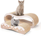 FluffyDream 2 in 1 Cat Scratcher Cardboard Lounge Bed, Cat Scratching Post, Durable Board Pads Prevents Furniture Damage,Large,Wave