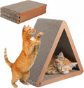 3-Sided Vertical Cat Scratching Post, Cat Scratcher Foldable, Triangle Cats Scratching Board, Multiple Angle Scratch Pad, 6 Usable Sides Recyclable Scratcher Cardboard for Indoor Cats (Pack of 3)