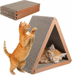 3-Sided Vertical Cat Scratching Post, Cat Scratcher Foldable, Triangle Cats Scratching Board, Multiple Angle Scratch Pad, 6 Usable Sides Recyclable Scratcher Cardboard for Indoor Cats (Pack of 3)