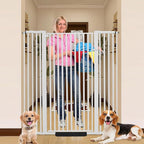 55 Inch Extra Tall Pet Gate for Cats,29.92"-48" Adjustable Wide Dog Gates,Pressure Mounted Walk Through Tall Pets Gate for Doorways,Hallway,Stairs(White)