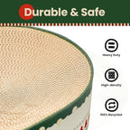 Cat Scratcher Bed, 2 in 1 Oval Cat Scratching Board for Indoor Kitty Scratch Pad Corrugated Cardboard Lounge Bowl Nest Couch Sofas for Kittens, Includes Cat Toy, Christmas