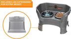 Neater Feeder Deluxe Mess-Proof Elevated Dog Bowls for Medium Dogs (19–40 lbs), 2 Height Adjustable (10” & 12.5”) No-Spill Raised Dog Bowl Stand w/Slow Feed Bowl for Food, Made in USA, Grey