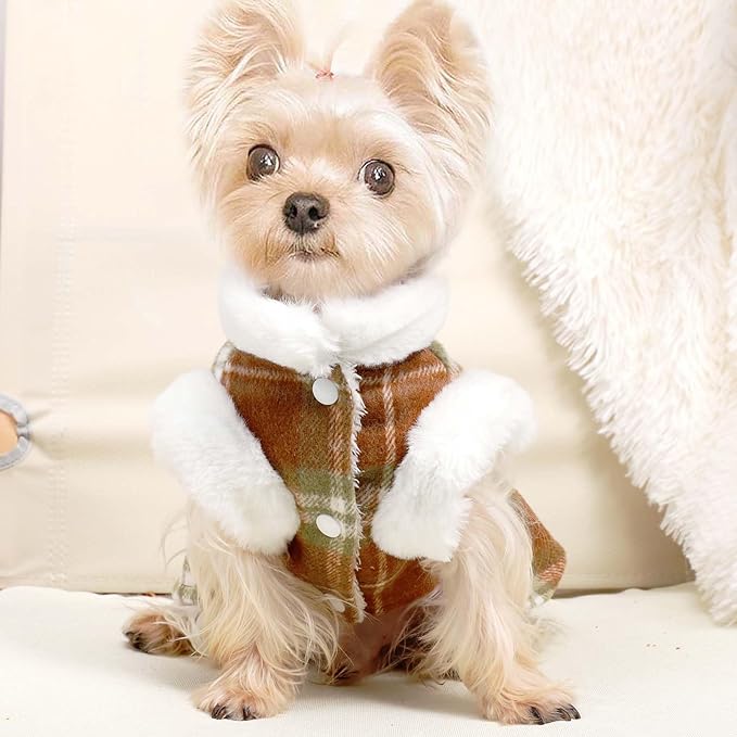Dog Sweater Dog Winter Clothes for Small Dogs Boy Girl Fall Puppy Dress Warm Fleece Chihuahua Yorkie Teacup Doggie Sweaters Dresses Doggy Sweater for Small Dogs Girl Cat Outfits, Orange, XS