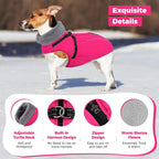 Queenmore Large Dog Jackets,Dog Coats for Extra Large Dogs with Harness Built in,Reflective Waterproof Dogs Jackets with Fleece Lining,Warm Snowsuit Pet Coats for German Shepherd,Rosered,XXXL