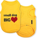 Parisian Pet Dog Shirt – 100% Cotton Small Dog Big Heart Shirts for Large Dogs – Yellow Sleeveless Puppy Clothes – Breathable Dog Clothes – Summer Pet Apparel - Stretchable Tshirts for Dogs
