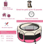 Portable Pet Puppy Dog Cat Playpen, 8-Panel Indoor/Outdoor Puppy Pen with Shade Cover & Travel Bag - Waterproof Dog Cat Tent