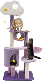 Cat Tree, Multi-Level Cat Tower for Large/Small Cats Climbing Kitty House with Resting Platforms & Scratching Posts Cats Activity Center Cat Climbing High Load Capacity (Purple)