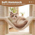 DORTALA 57" Tall Cat Tree, Multi-Level Cat Tower with 2 Large Condos, Sisal Scratching Posts, Top Perch, Hammock, Pet Play House Climbing Furniture for Indoor Adult Cats & Kittens (Beige)