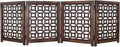 Wooden Foldable Pet Dog Safety Gate -4 Panels 20"Wx24"H- Hand Carved Solid Wood And MDF - Free Standing Portable Indoor Doorway Hall Stairs Dog Puppy Fence - Fully Assembled - Antique Brown -IRONGATE