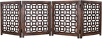 Wooden Foldable Pet Dog Safety Gate -4 Panels 20"Wx24"H- Hand Carved Solid Wood And MDF - Free Standing Portable Indoor Doorway Hall Stairs Dog Puppy Fence - Fully Assembled - Antique Brown -IRONGATE