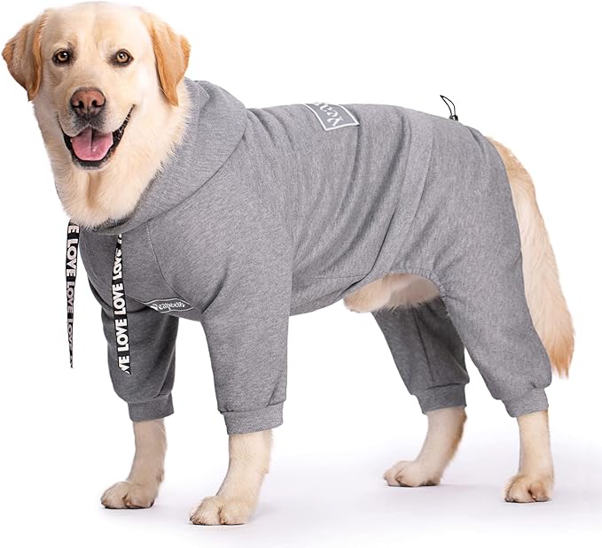 Dog Hoodies Winter Coat for Large Medium Dogs, Pullover 8 Legs Warm Coat Hooded Sweatshirt, Fleece Hoodie for Cold Weather (Grey, 6X-Large)