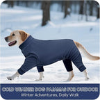 IECOii Dog Coat for Winter, Fleece Sweaters Warm Long Sleeve Jammies Indoor Outdoor, Stretchy Comfortable Onesie Doggie Pajamas for Small Dogs Boy & Girl, Machine Washable,Navy Blue, Size M